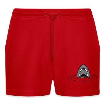 Emerging shark design - Organic Relaxed Cropped Shorts Made in EU - red - Front