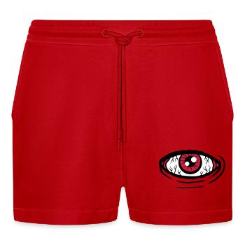 Big all-seeing eye - Organic Relaxed Cropped Shorts Made in EU - red - Front