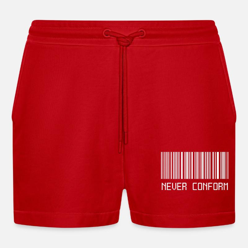 Code-barres jamais conforme - Short bio décontracté court fabriqué en UE - rouge