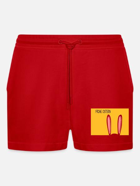 Frohe Ostern - Organic Relaxed Cropped Shorts Made in EU - Rot