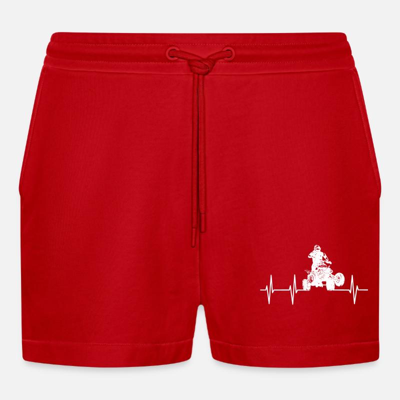 Quad Herzfrequenz - Organic Relaxed Cropped Shorts Made in EU - Rot