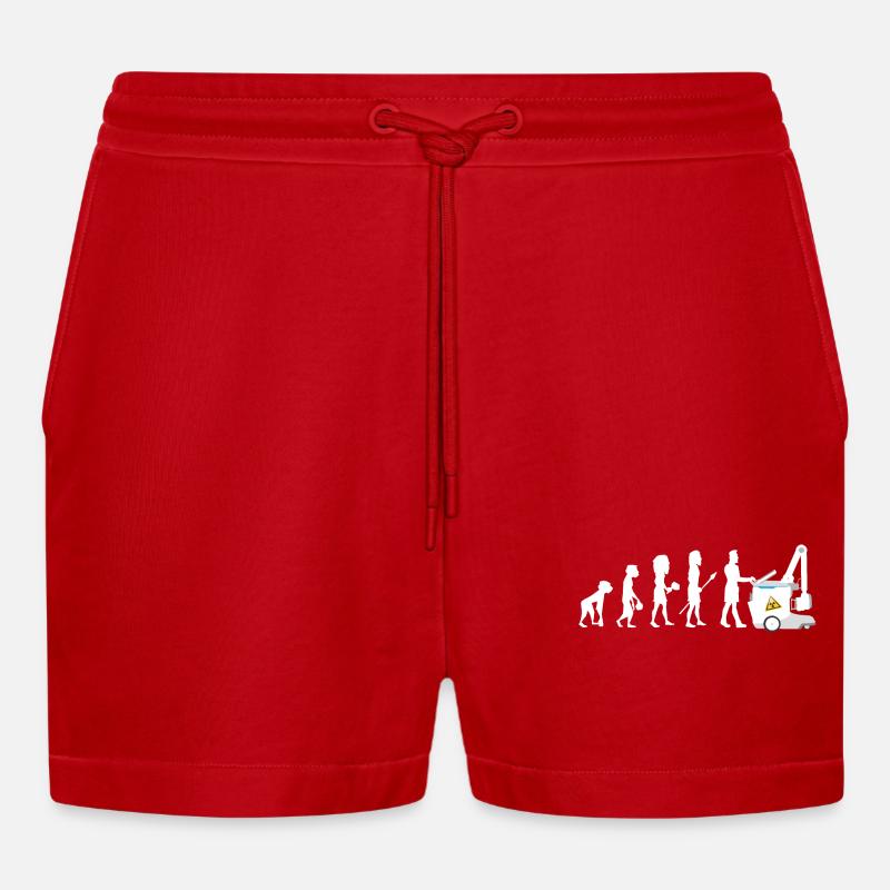 Humor Evolution Manip Mobilfunk Radiologie - Organic Relaxed Cropped Shorts Made in EU - Rot