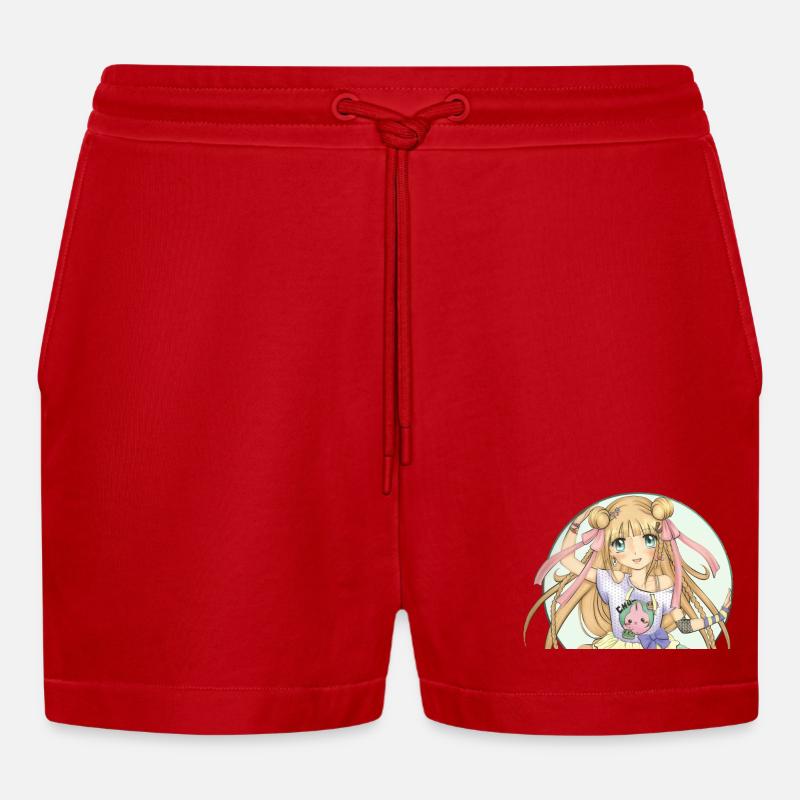 Manga - Organic Relaxed Cropped Shorts Made in EU - red