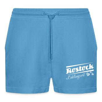 Rostock - Lieblingsort mit Stadtnamen - Organic Relaxed Cropped Shorts Made in EU -  Sol Blue - Vorne