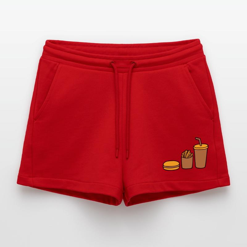 Burger Fries Cola Organic Relaxed Cropped Shorts Made in EU