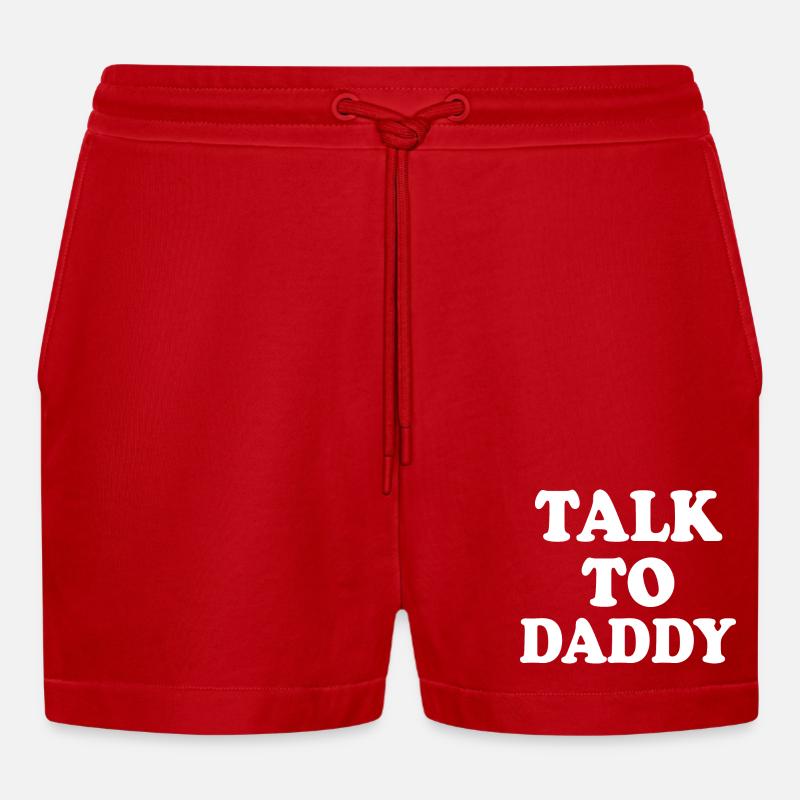 Talk to daddy - Organic Relaxed Cropped Shorts Made in EU - red