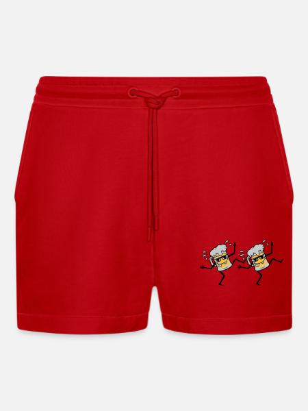 2 dancing party beers - Organic Relaxed Cropped Shorts Made in EU - red