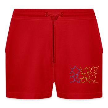 Boden Risse Muster Bunt - Organic Relaxed Cropped Shorts Made in EU - Rot - Vorne