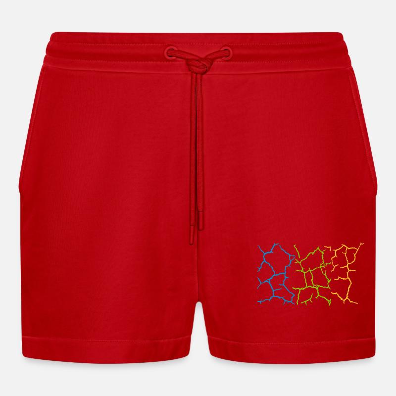 Boden Risse Muster Bunt - Organic Relaxed Cropped Shorts Made in EU - Rot