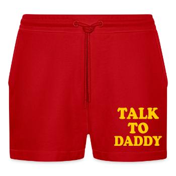 Talk to daddy - Organic Relaxed Cropped Shorts Made in EU - red - Front
