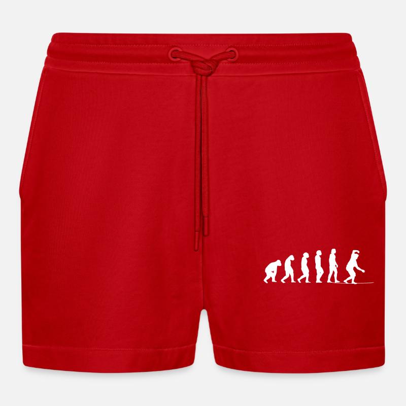 Slackline Geschenk Slackliner Tricklining - Organic Relaxed Cropped Shorts Made in EU - Rot