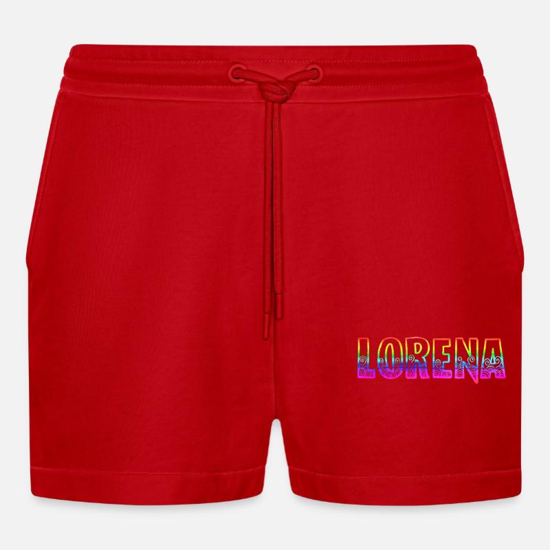 lorena rs regenbogen - Organic Relaxed Cropped Shorts Made in EU - Rot