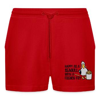 Happy as a Seagull - Organic Relaxed Cropped Shorts Made in EU - Rot - Vorne