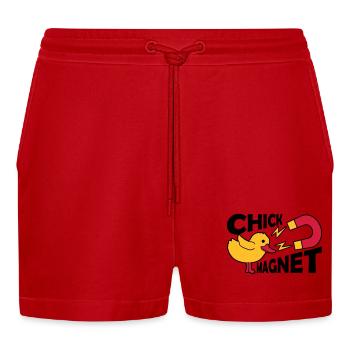 Casanova Chick Magnet Frauenheld - Organic Relaxed Cropped Shorts Made in EU - Rot - Vorne