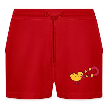 Chick Magnet Frauenheld Logo - Organic Relaxed Cropped Shorts Made in EU - Rot - Vorne
