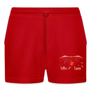 Halloween Trick or Treat - Organic Relaxed Cropped Shorts Made in EU - Rot - Vorne