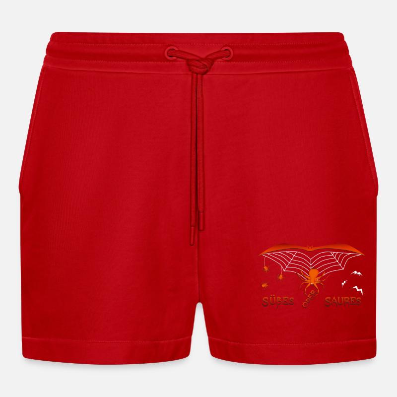 Süßes oder Saures Halloween - Organic Relaxed Cropped Shorts Made in EU - Rot