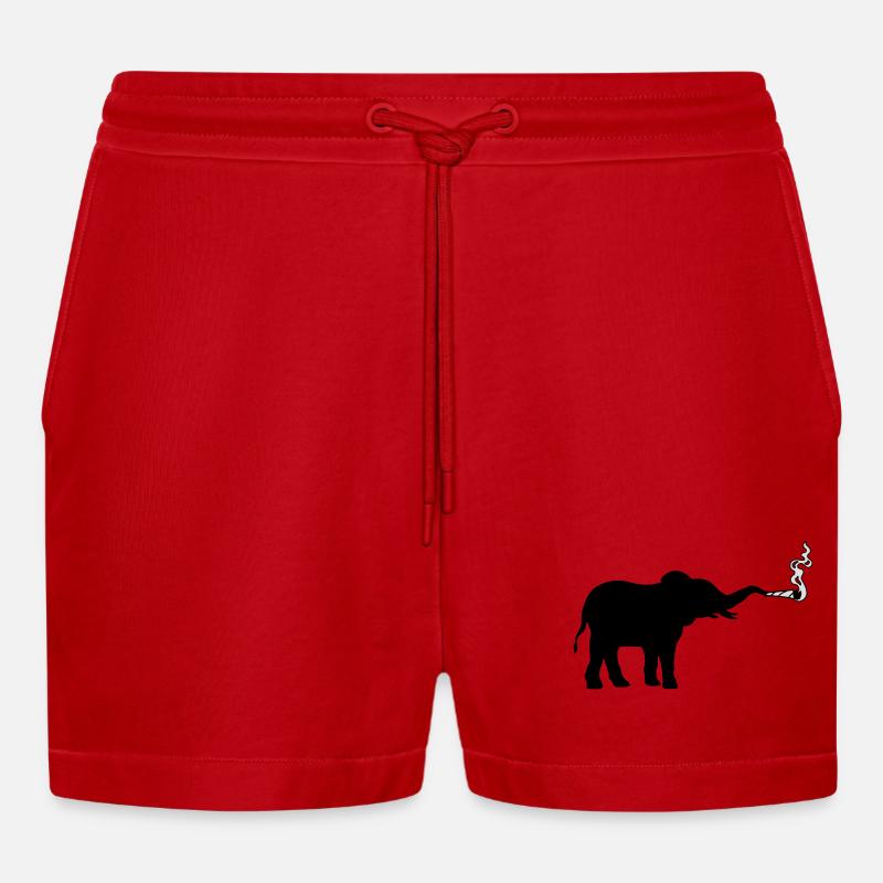 Fumer l’herbe à joint d’éléphant - Short bio décontracté court fabriqué en UE - rouge