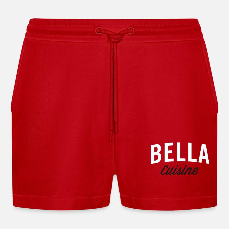 Bella Kitchen Typografie - Organic Relaxed Cropped Shorts Made in EU - Rot