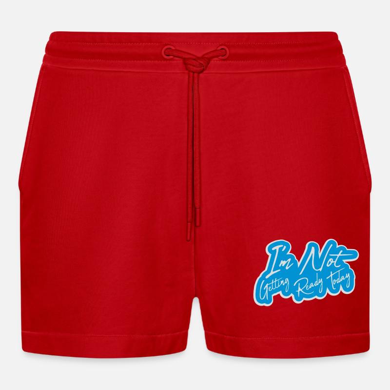 not getting ready today - Organic Relaxed Cropped Shorts Made in EU - red