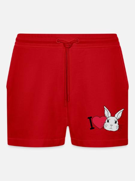 J’adore les lapins Logo - Short bio décontracté court fabriqué en UE - rouge