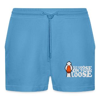 goose on the loose - Organic Relaxed Cropped Shorts Made in EU -  Sol Blue - Vorne