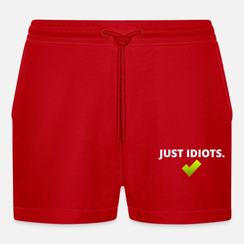 Conception juste idiote - Short bio décontracté court fabriqué en UE - rouge