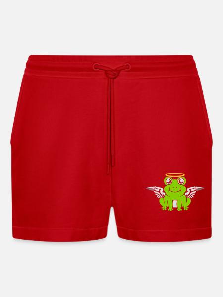 Angel Frog Wing Halo - Organic Relaxed Cropped Shorts Made in EU - red