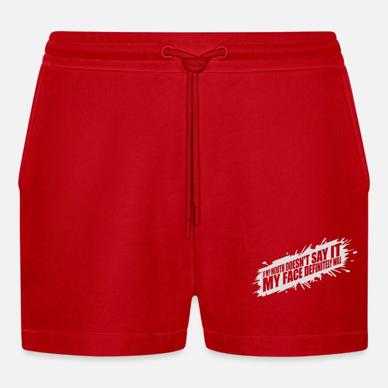 my face definitely will - Organic Relaxed Cropped Shorts Made in EU - red