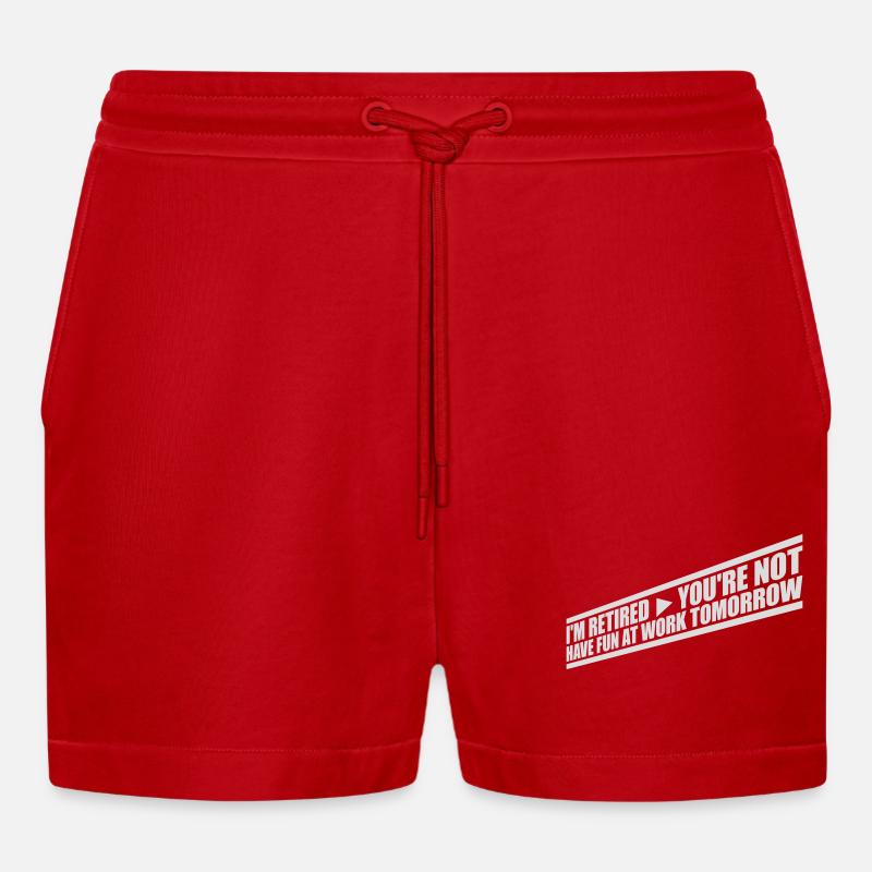 have fun at work - Organic Relaxed Cropped Shorts Made in EU - Rot