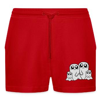 Parents Children Ghosts Family - Organic Relaxed Cropped Shorts Made in EU - red - Front