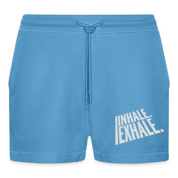 Inspirez expirez Yoga citation - Short bio décontracté court fabriqué en UE -  Sol Blue - Devant