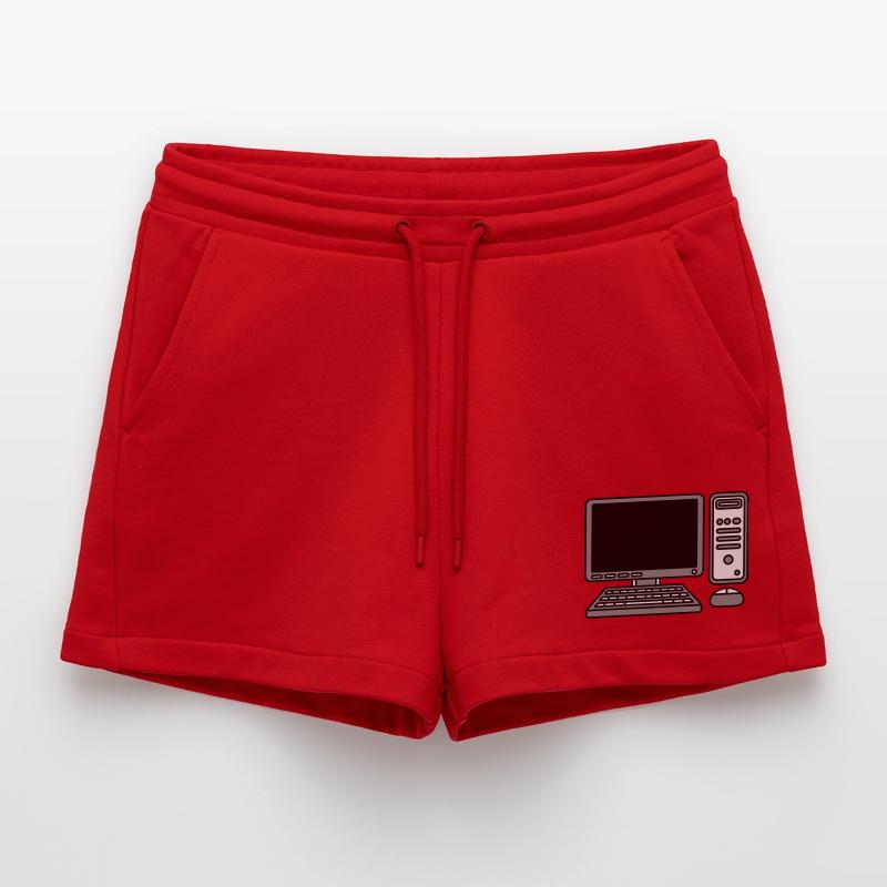 Computer Keyboard Mouse Screen Organic Relaxed Cropped Shorts Made in EU