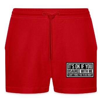 you disagree with me - Organic Relaxed Cropped Shorts Made in EU - red - Front