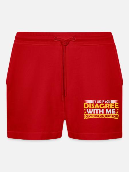 you disagree with me - Organic Relaxed Cropped Shorts Made in EU - red