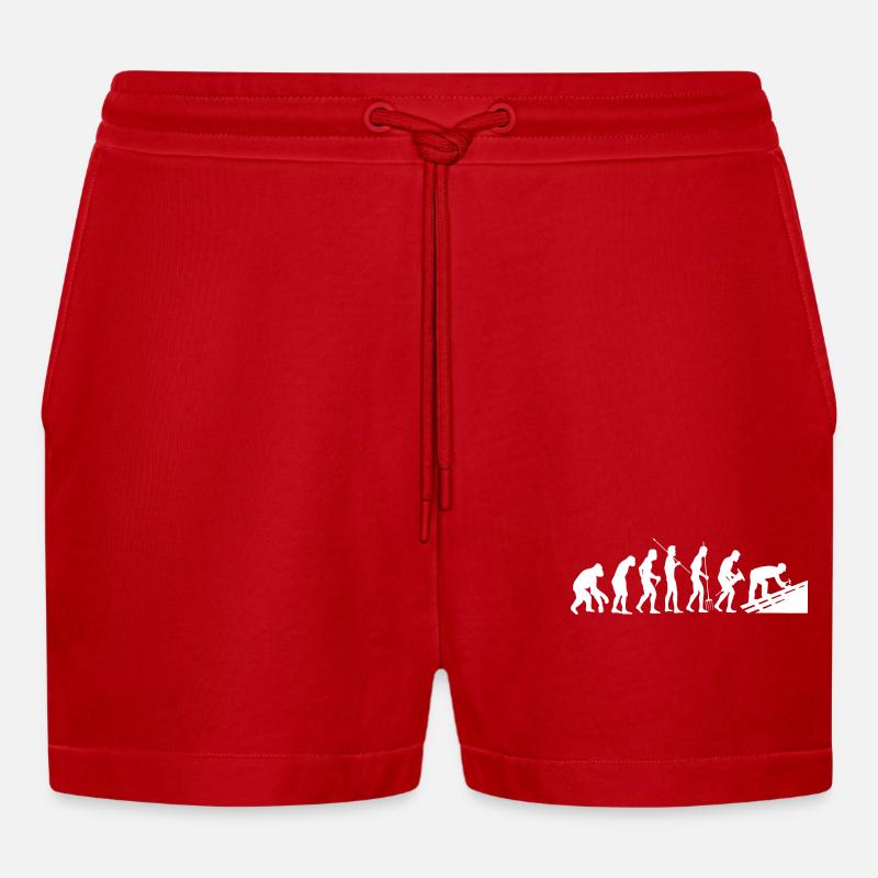 Roofer Development Master Roofer Craft - Organic Relaxed Cropped Shorts Made in EU - red