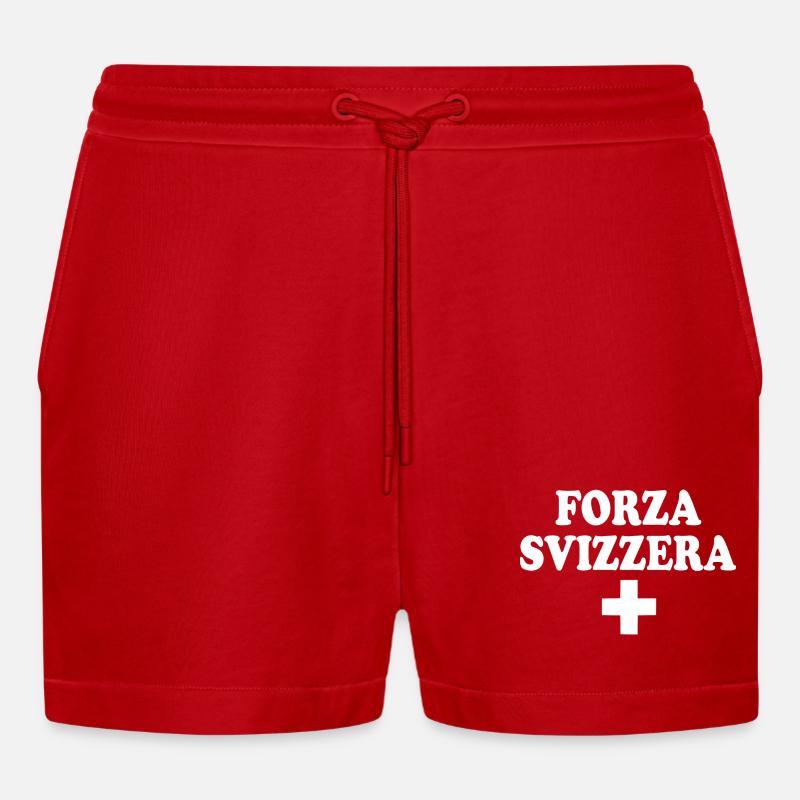 Schweizer Stärke - Organic Relaxed Cropped Shorts Made in EU - Rot