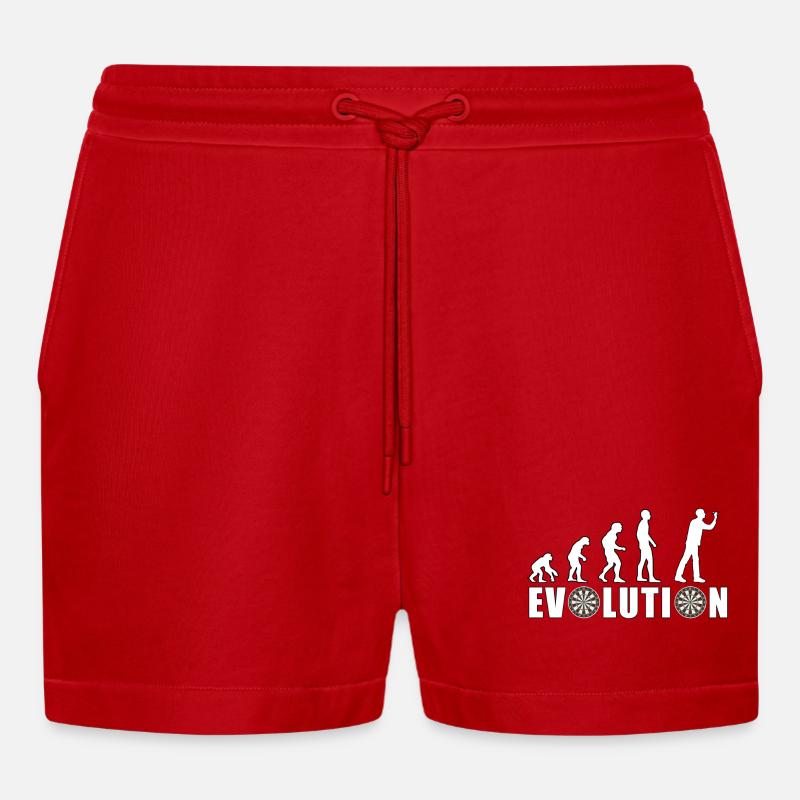 EVOLUTION DARTS Spiel Pfeil Dartscheibe Geschenk - Organic Relaxed Cropped Shorts Made in EU - Rot