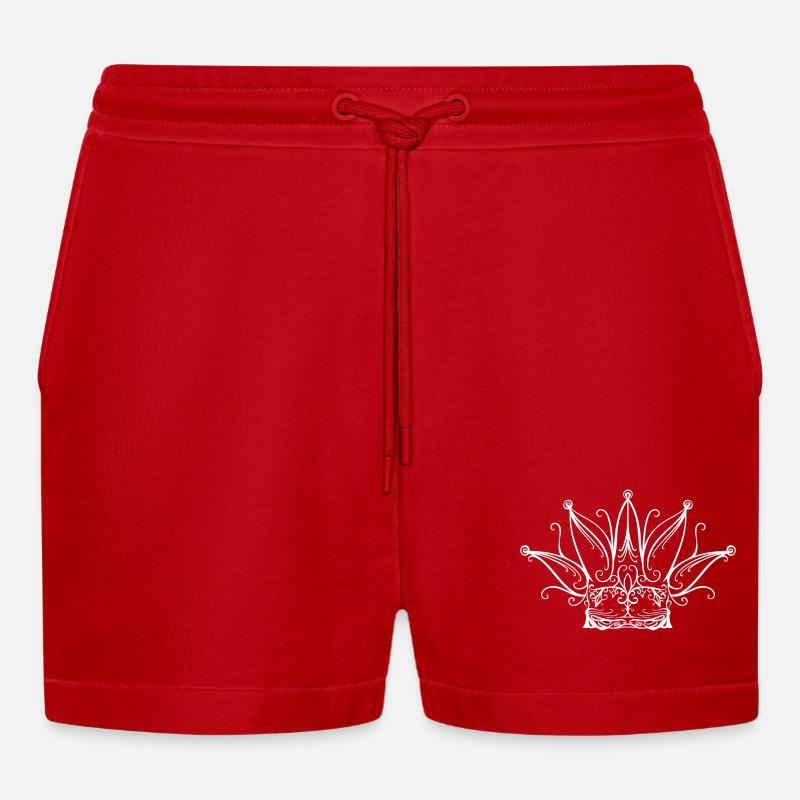 Fool's Cap Carnival Carnival Crown - Organic Relaxed Cropped Shorts Made in EU - red