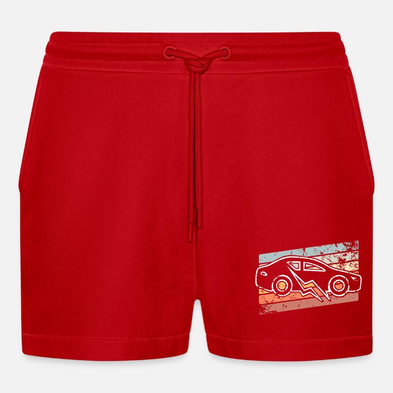 E-Auto Elektroauto - Organic Relaxed Cropped Shorts Made in EU - Rot