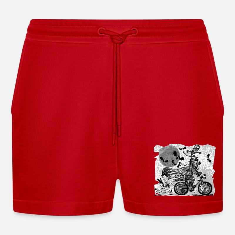 gothic Radfahrer - Organic Relaxed Cropped Shorts Made in EU - Rot