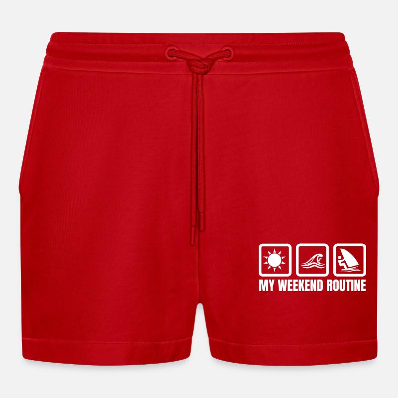 Meine Wochenendroutine - Organic Relaxed Cropped Shorts Made in EU - Rot