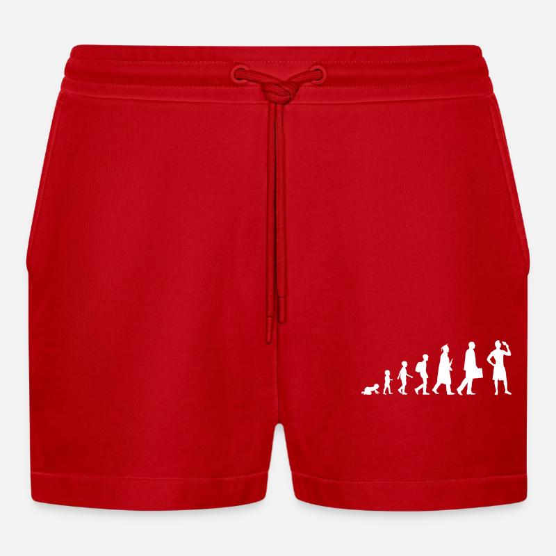 Eiscreme Evolution - Organic Relaxed Cropped Shorts Made in EU - Rot