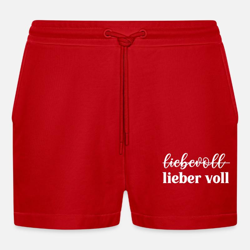 Liebevoll oder lieber voll? - Organic Relaxed Cropped Shorts Made in EU - Rot