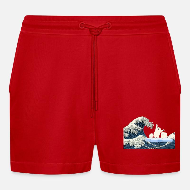 Help Eisbären T-Shirt - Organic Relaxed Cropped Shorts Made in EU - Rot