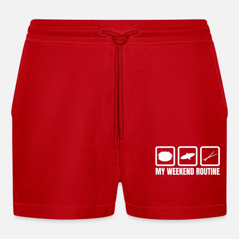 Schlagzeuger Wochenendroutine - Organic Relaxed Cropped Shorts Made in EU - Rot