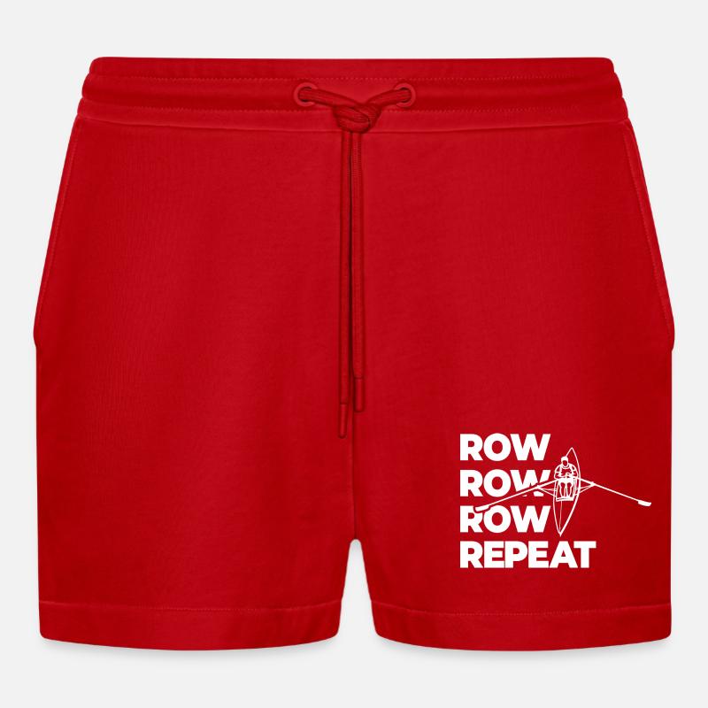 Rowing Rowing Rowing Repeat Rowing - Organic Relaxed Cropped Shorts Made in EU - red
