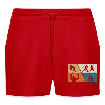 Boxing - Organic Relaxed Cropped Shorts Made in EU - red - Front