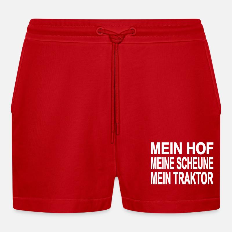 Traktor - Organic Relaxed Cropped Shorts Made in EU - Rot
