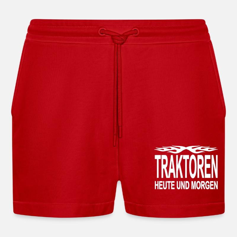 Traktor - Organic Relaxed Cropped Shorts Made in EU - Rot